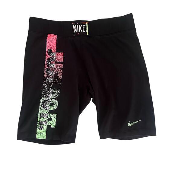 Nike Just Do It Compression Shorts Women XL Black Neon Gradient Logo DM7989-010 - Picture 1 of 8